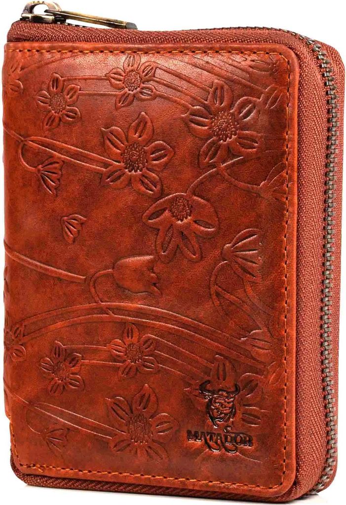 MATADOR Leder Geldbörse Damen Herren GRANADA RFID Blumen
