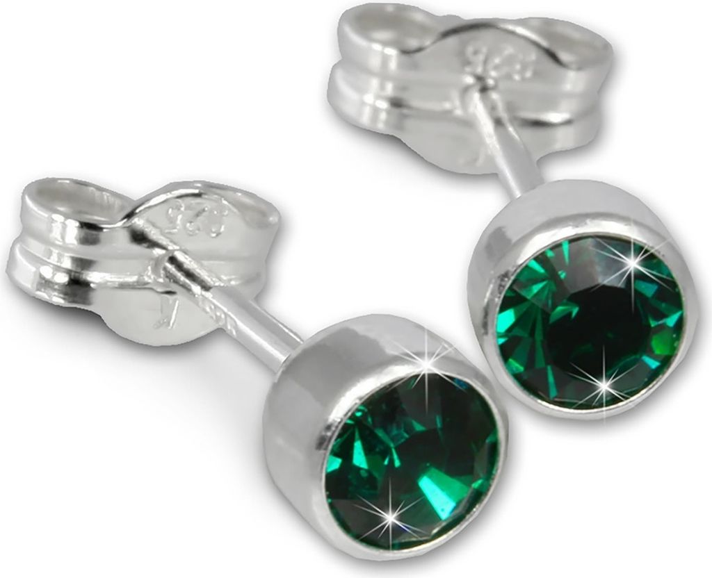 SilberDream Ohrstecker für Damen 925 Silber grün Zirkonia Ohrringe 5mm SDO503G