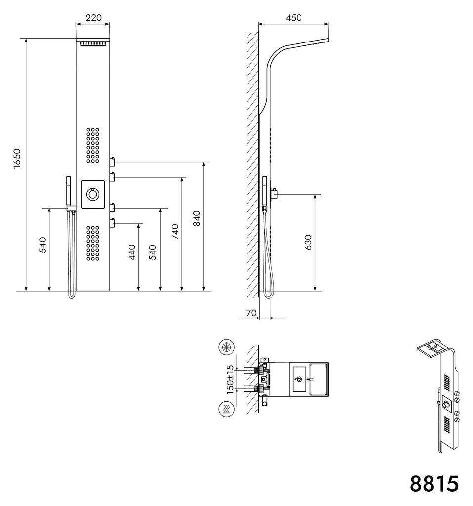 Pannello doccia Sistema doccia 8815 - Cromo - Acciaio Immagine del prodotto 