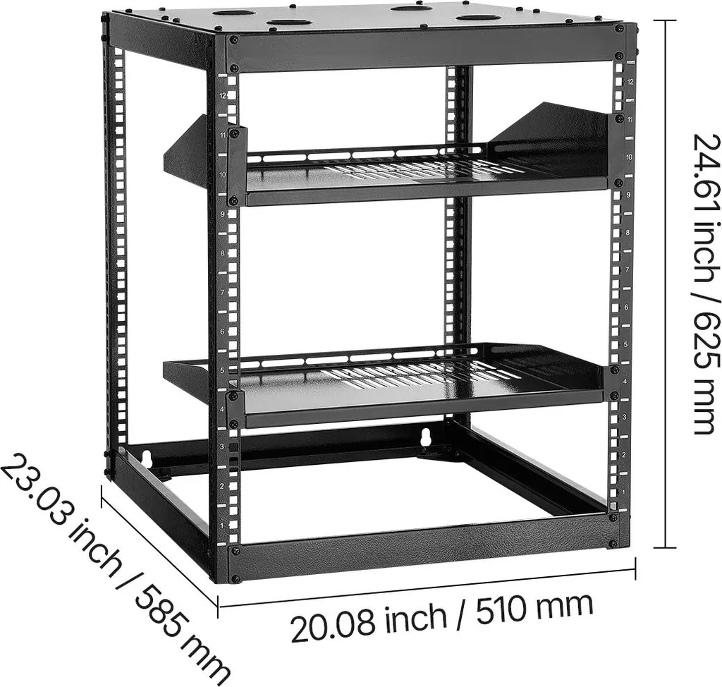 VEVOR Rack 12U Open Frame 585mm - Gestione IT e AV Professionale - 8
