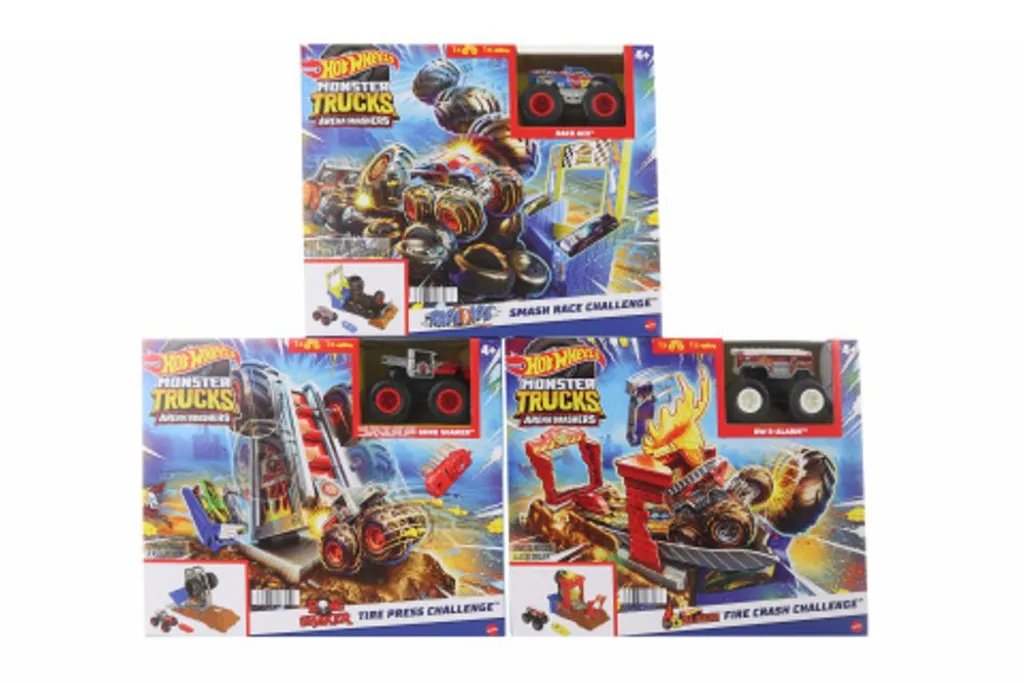 Hot Wheels Monster Trucks Arena Racing Challenge avec Lanceur et Saut