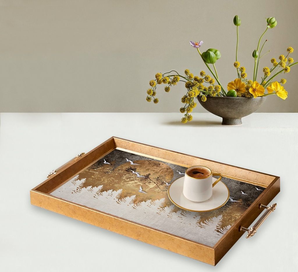 Evila Originals, TPEA9885, Tablett, Mehrfarbig, 100 % GLAS, 50 x 29 x 3,5 cm