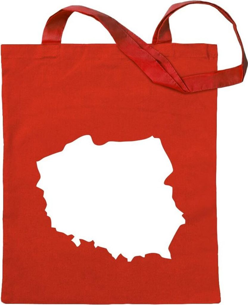 Kiwistar - Baumwolltasche - rot - Polen Umriss Kontur - Tragetasche Stoffbeutel Umhängetasche Langer Henkel