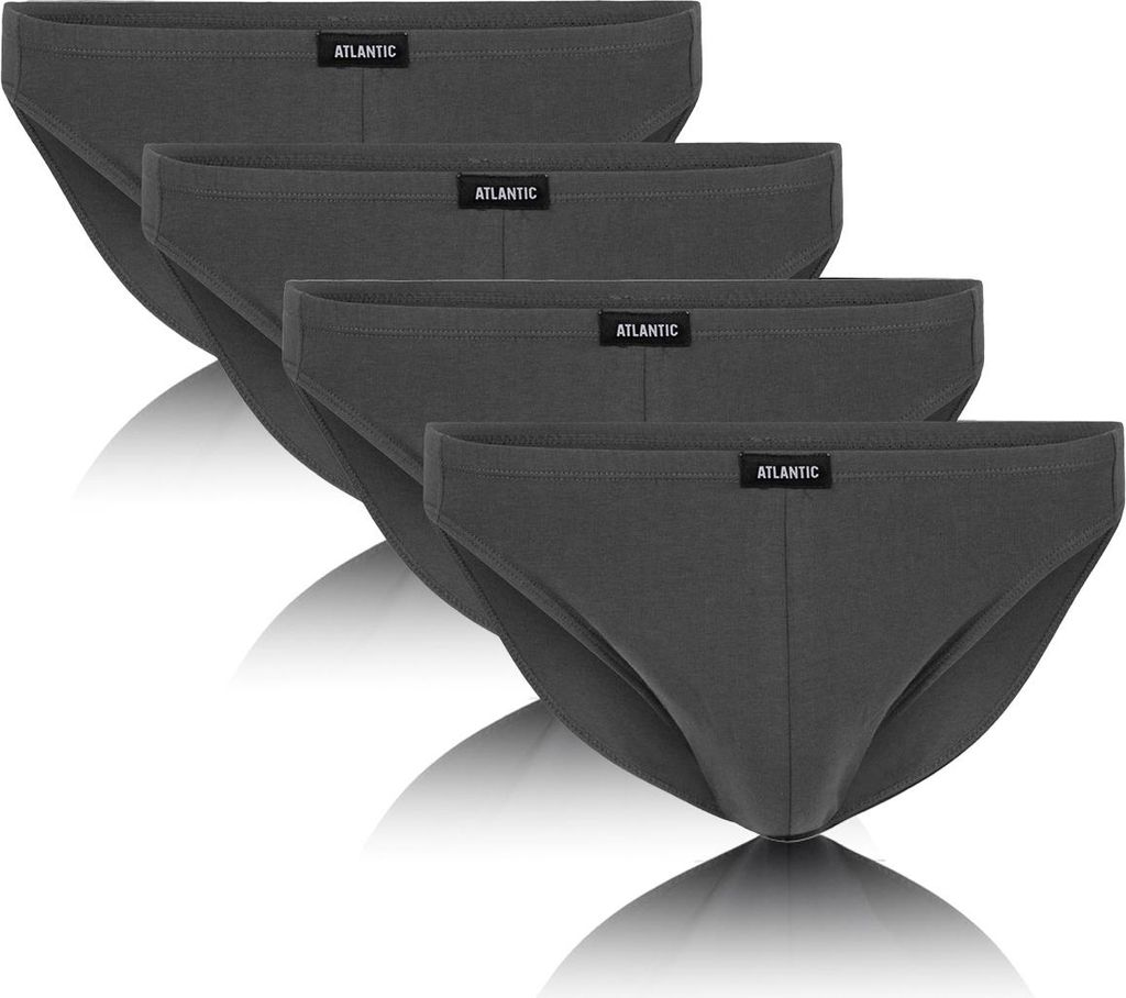 Atlantic Herren Mini Slips Set - Bequeme Unterwäsche aus Pima Baumwolle und Modal, Atmungsaktiv, 4er Pack, Grau S