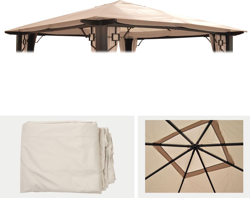 Ersatzbezug für Dach Pergola Pavillon Mira 3,5x3,5m  creme Produktbild 