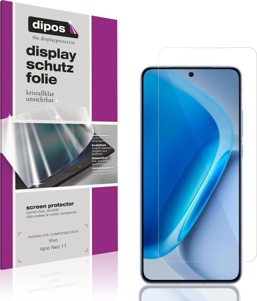 4x Schutzfolie für Vivo Iqoo Neo 11 klar Displayschutzfolie Folie Display Schutz dipos