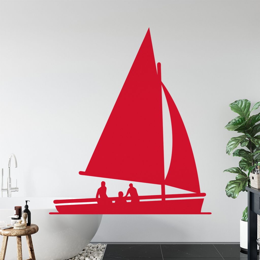 Segeln Boot Figur fahren Wandtattoo Wandaufkleber Wall Sticker - Dekoration, Küche, Wohnzimmer, Schlafzimmer, Badezimmer