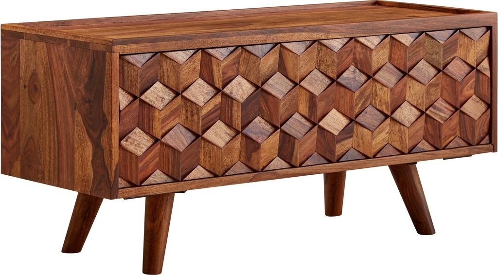 Table en bois massif de sheesham 92x44x35 cm tv commode Image du produit 