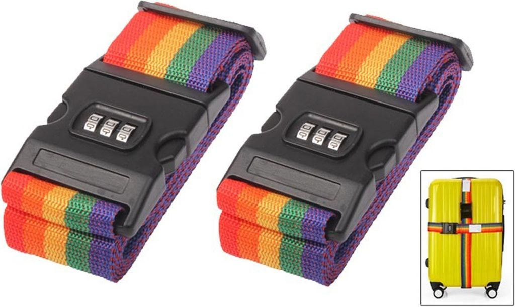 2 STÜCK Koffergurt mit Zahlenschloss Kofferband Koffergürtel Kofferschloss Gepäck Schloss