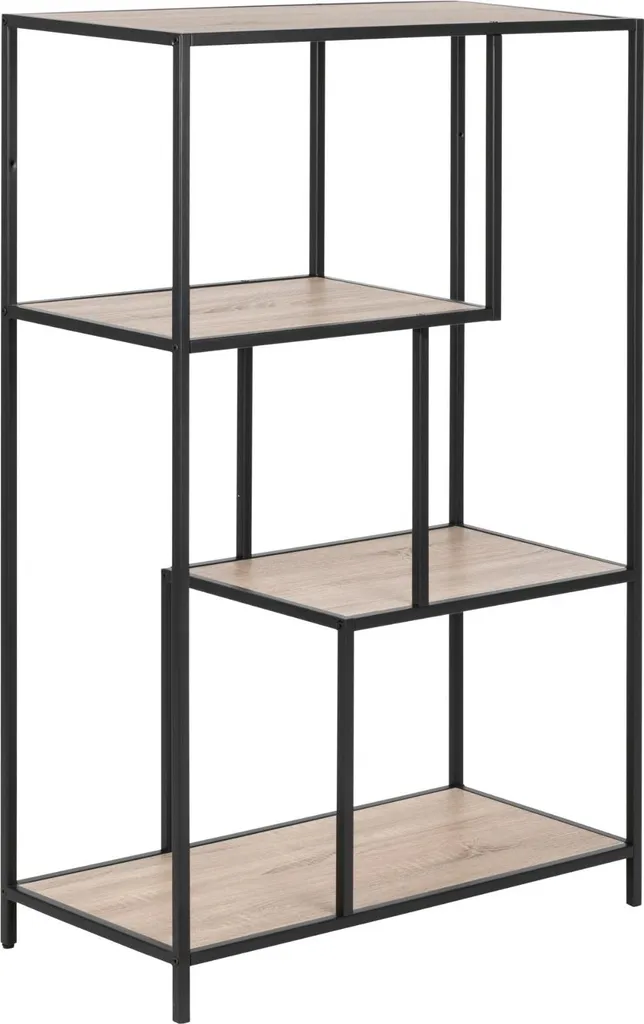 Petit meuble de rangement Dover 2 niveaux coloris chêne et métal noir