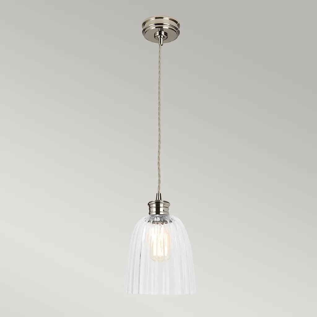 Suspension design rétro nickel poli avec douille apparente E27 Elstead - 8