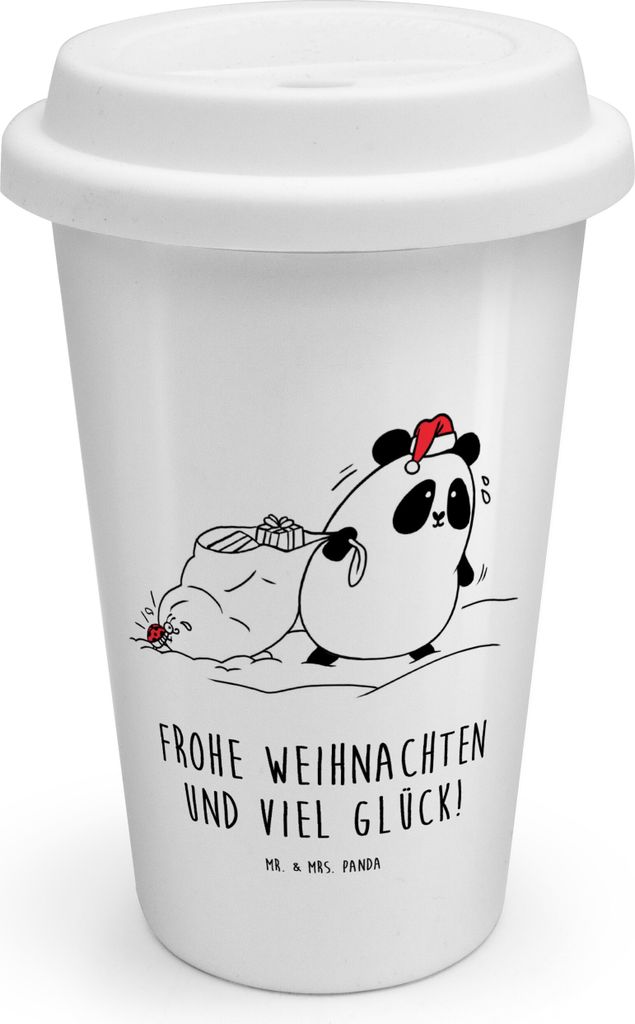 Mr. & Mrs. Panda To Go Becher Panda Weihnachten - Weiß - Geschenk, Coffee, Thermobecher, Kaffeebecher, keramik, ToGo