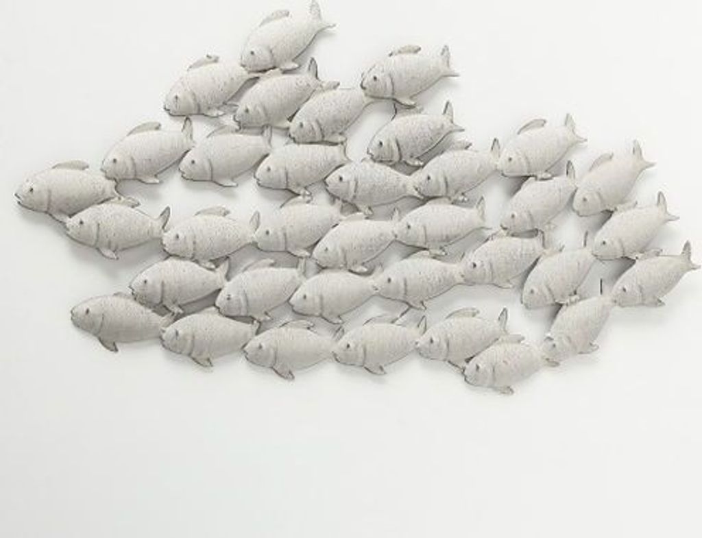 Wandobjekt Wandbild Wanddeko Fischschwarm grau Eisen L 97 Produktbild 24