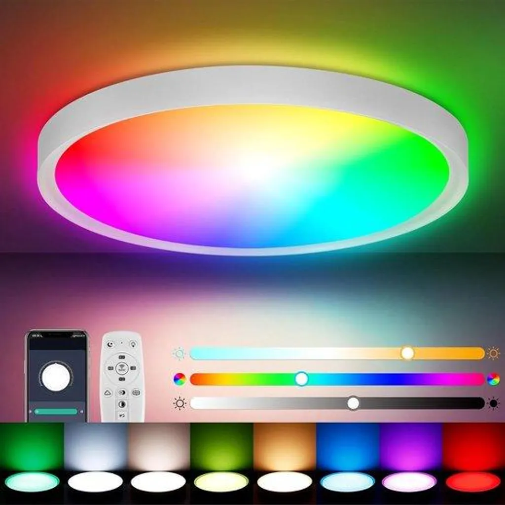 Luminaire Plafonnier Connecté RGB 30W Bluetooth pour Chambre Enfant