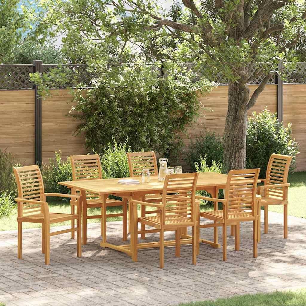 Möbel Garten Essgruppe 7 pcs Braun 200 x 100 x 75 cm Teak-Massivholz - Gartentische 3383942