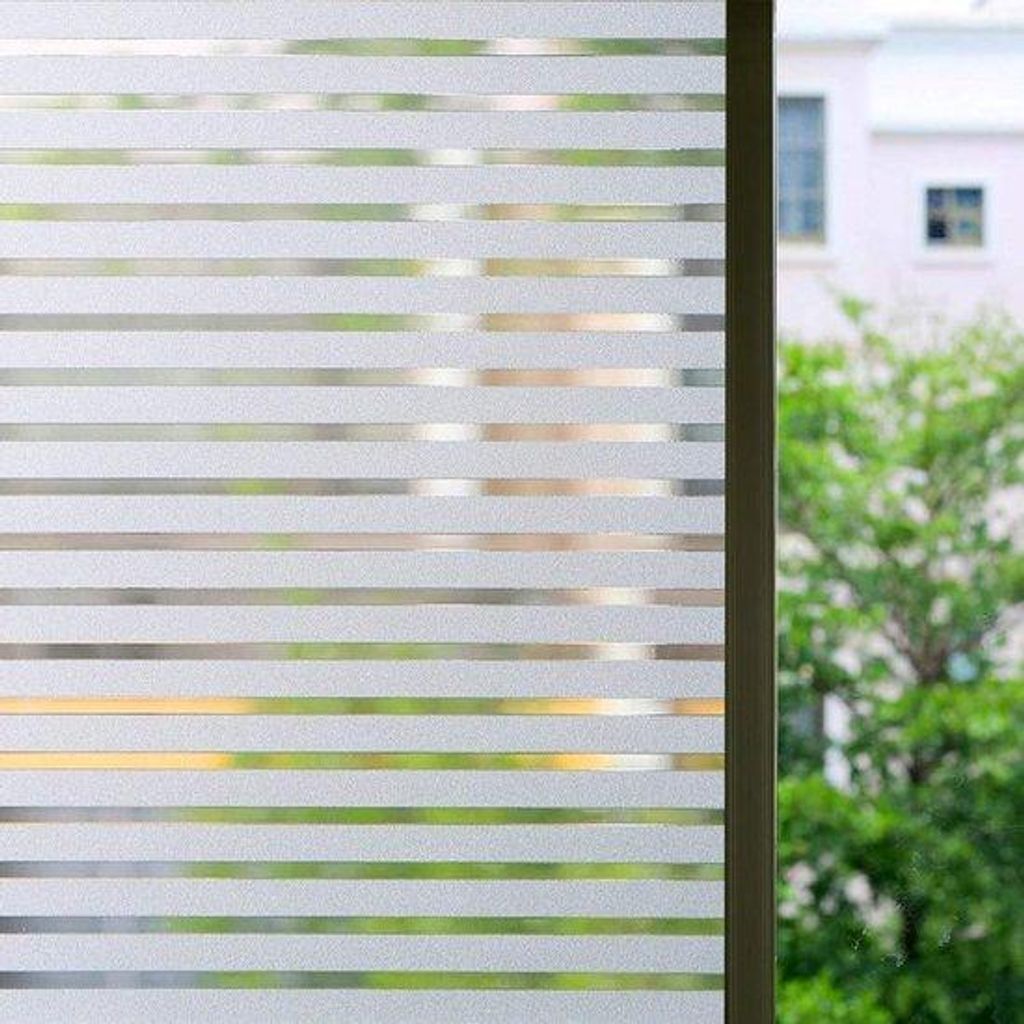 PVC-Wandfolie - Schnelle Anbringung - Selbstklebend für Fenster und Dusche - Formstabil - 45cm*4m - Halbmatt Streifen - PVC - Durchsichtig