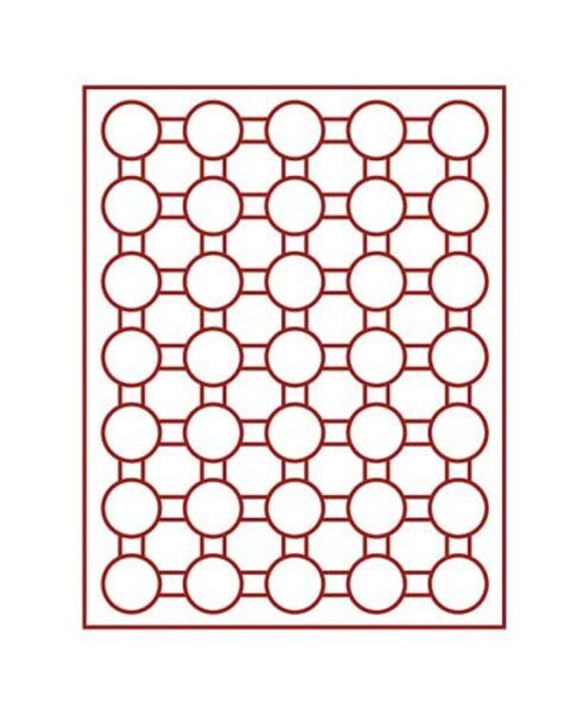 Lindner 2535 Münzbox mit 35 runden Vertiefungen für Münzkapseln mit Außen-Ø 34 mm-Grau / rote Einlage
