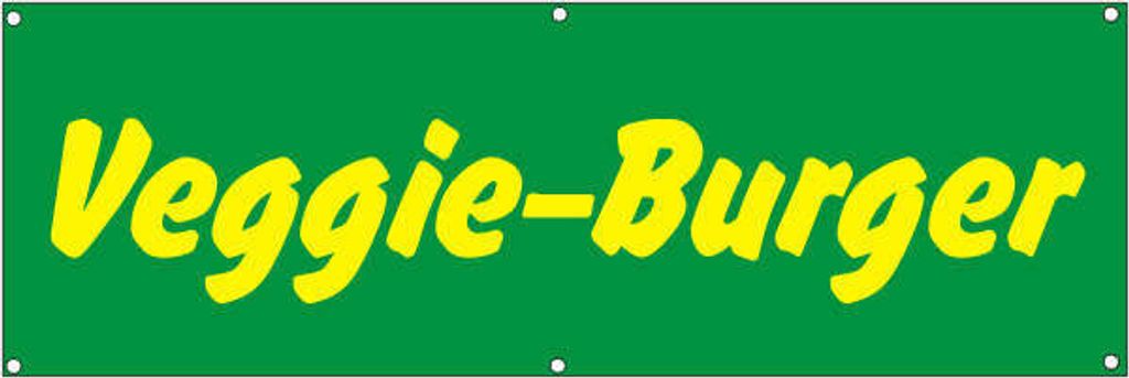 Werbeplane / Gerüstplane - p078 - Veggie-Burger - NEU - 300 cm x 100 cm - für Baustelle, Garten, Zaun oder Veranstaltung