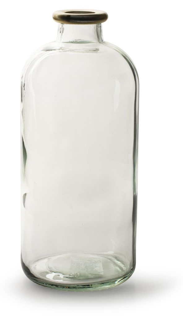 Jodeco Blumenvase Jardin mit Goldrand - klares transparentes Glas - D11 x H25 cm