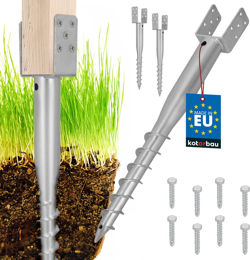 KOTARBAU Stahl-U-Bolzen Bodenanker Pfostenträger für Zäune Pavillons 81 x 710 mm 2er Set