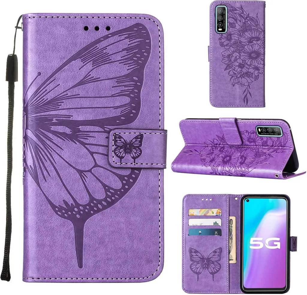 Cover VIVO Y70S Libro Viola - Farfalla 3D Pelle con Porta Carte