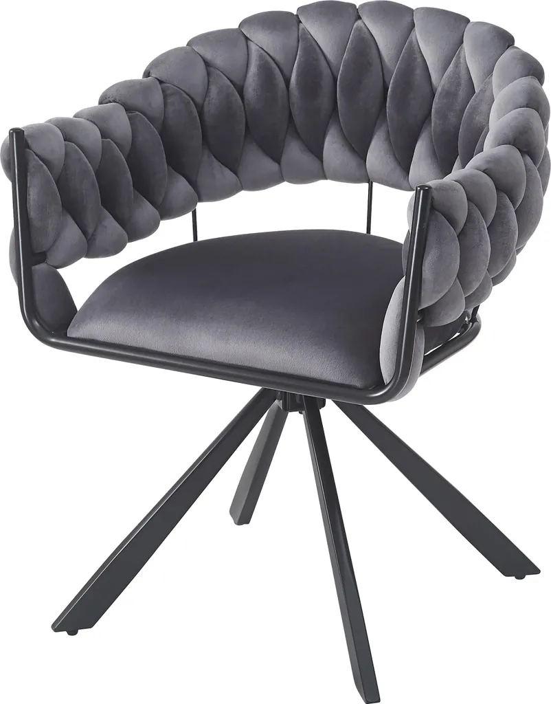 Chaise de luxe légère pour salon et coiffeuse en velours gris moderne - 12