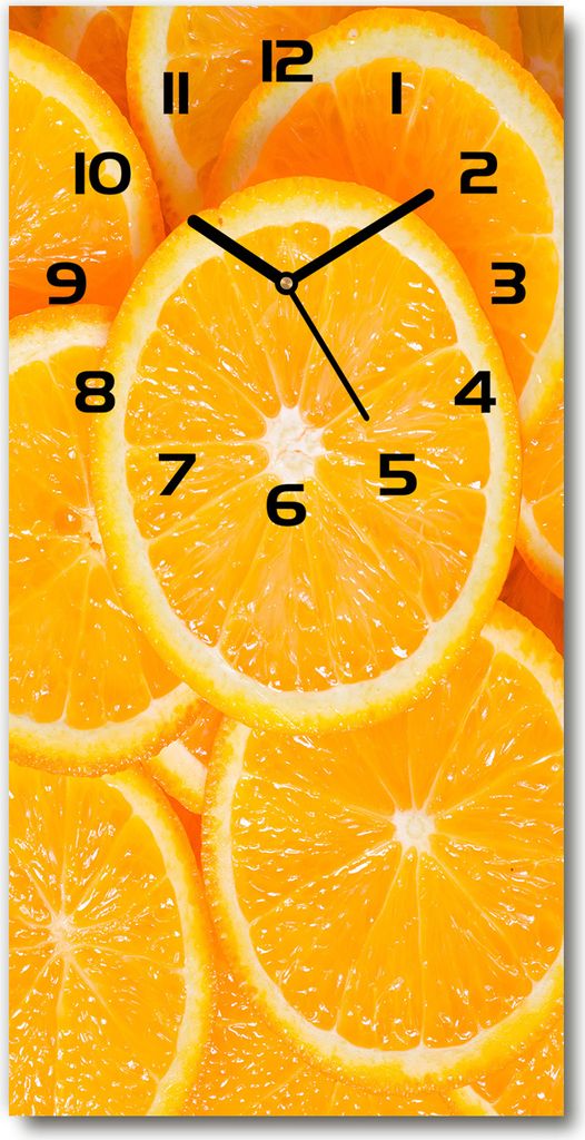 Wanduhr aus Glas – 30x60 cm - Glasbild - Glasuhr - Gehärtetes Glas -Orangenscheiben