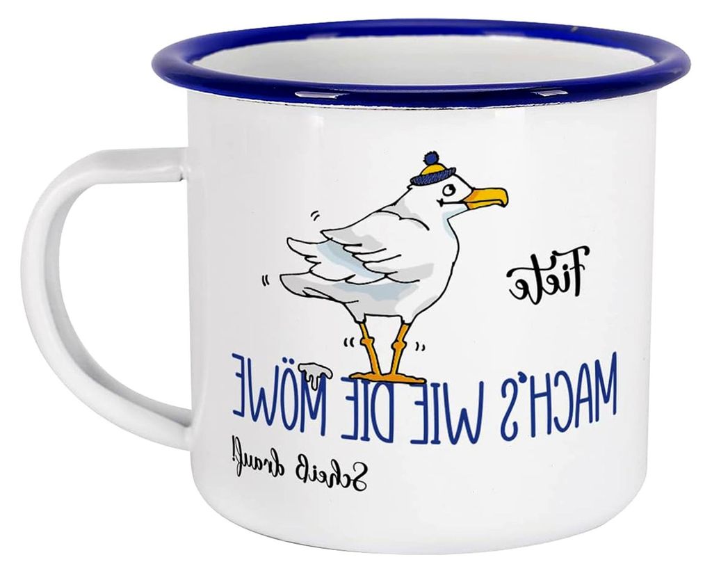Emaille Tasse mit Namen - Machs wie die Möwe