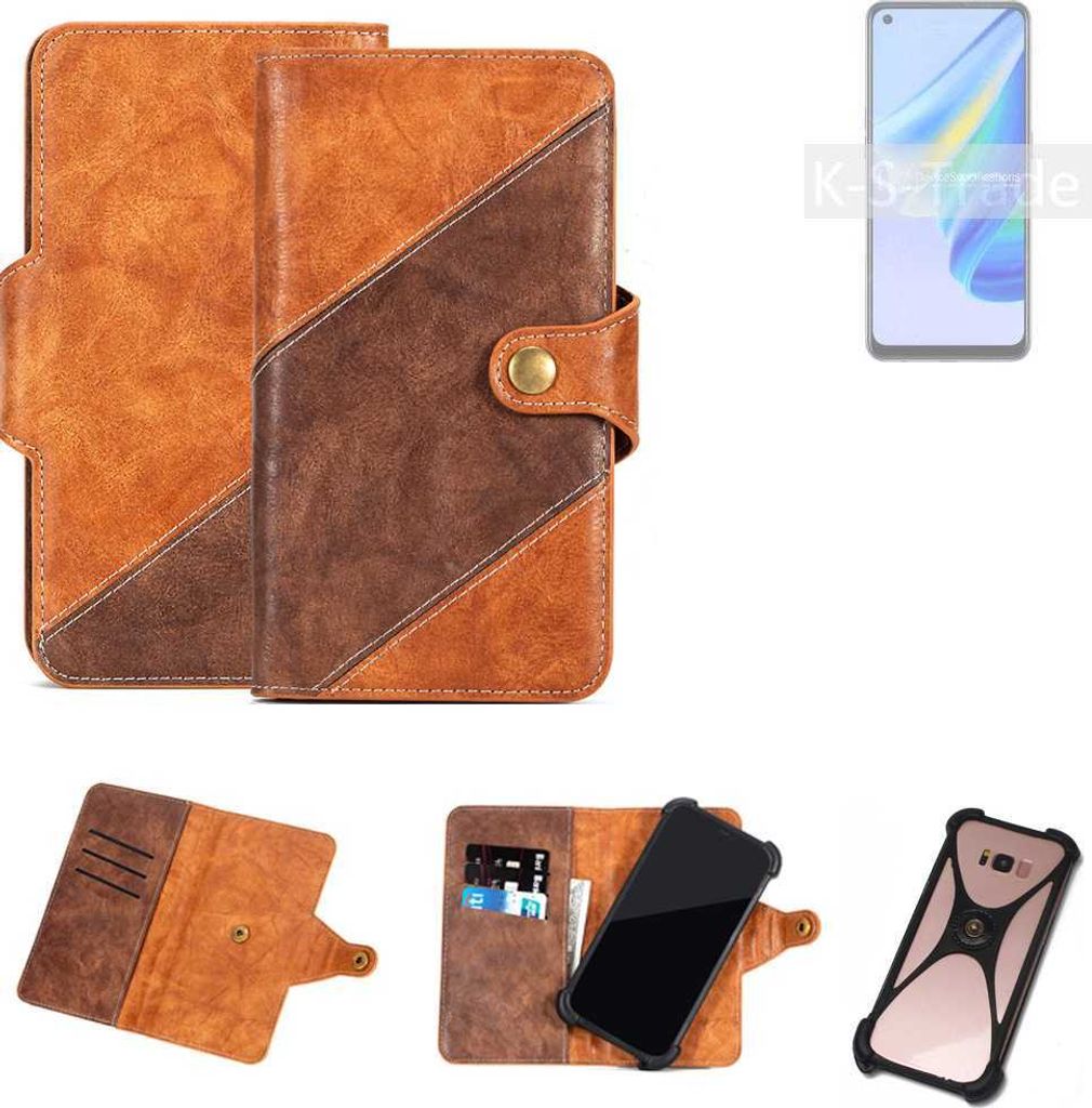K-S-Trade Handyhülle Schutzhülle Bookstyle Case Wallet-Case kompatibel mit Oppo A95 4G Cover Klapphülle Kantenschutz Smartphone dunkelbraun braun