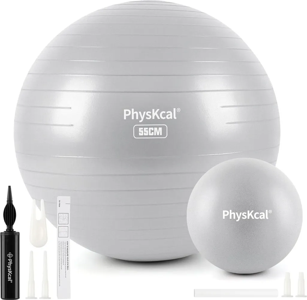 Set Balle de Gymnastique 55cm Grise & Pilates 23cm - Anti-burst