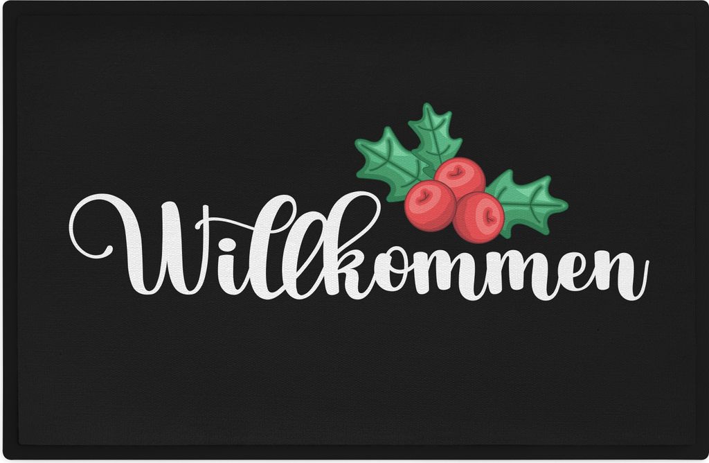 Trendation - Willkommen Fußmatte Grafik Schmutzfangmatte Geschenk Außen Innenbereich 60x40 cm Waschbar Türmatte Xmas Deko