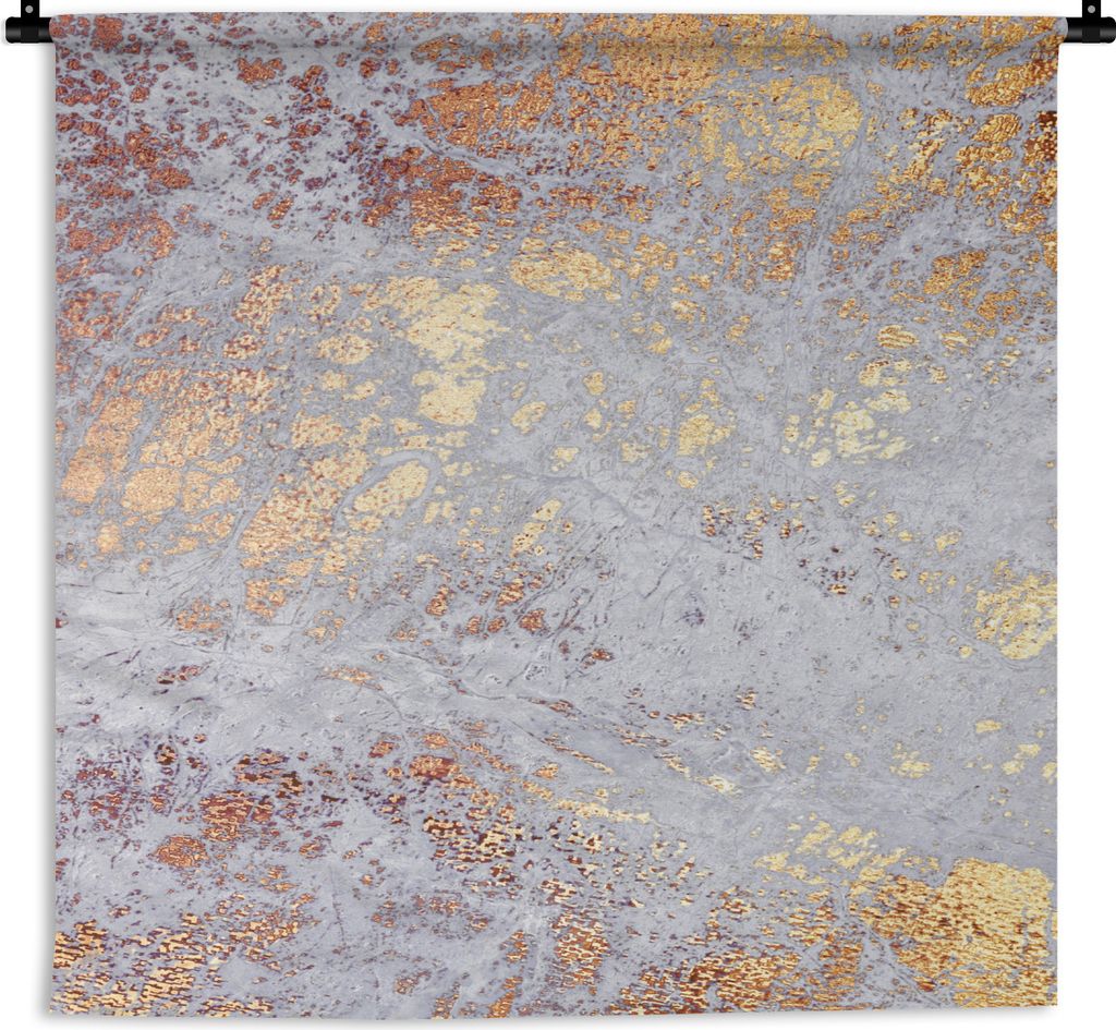 MuchoWow Wandteppich Wandbehang Marmor - Blau - Gold - Chic 150x150 cm Tapisserie Dekoration Wandtuch - Wohnaccessoires - Modernes