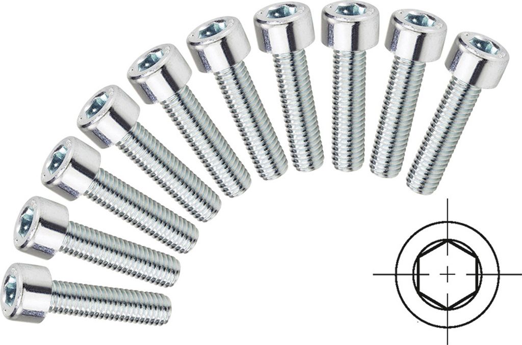 10x Innensechskant Zylinderschrauben DIN912 M8x24/32 mm