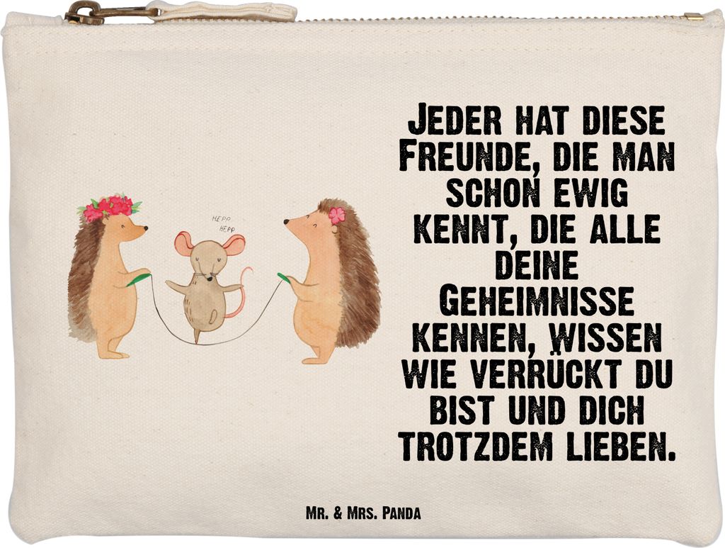 Mr. & Mrs. Panda Mäppchen Igel Seilhüpfen Größe M - Weiß - Geschenk, Maus, Baumwolltasche, Kinder, Lustige Sprüche, Seilspringen, Kindergarte...