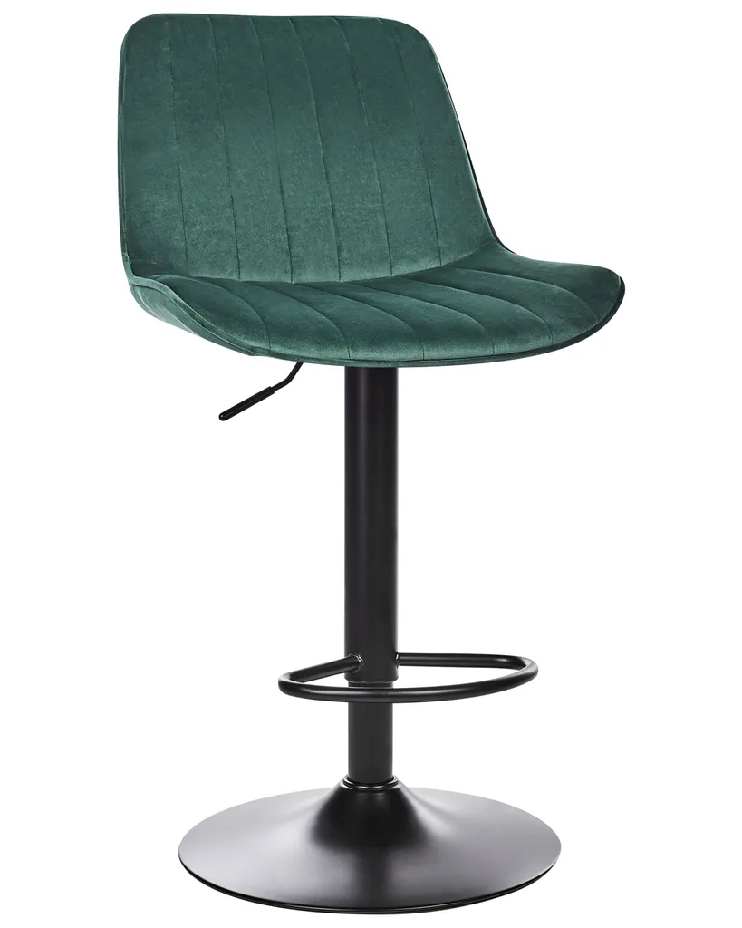 Tabouret de Bar Réglable pour Îlot de Cuisine en Velours Vert Lot de 2