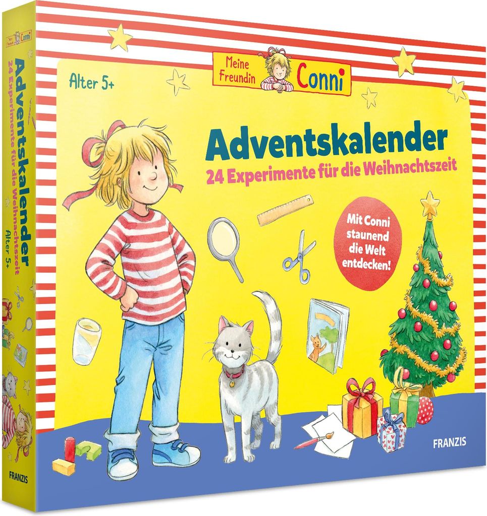 FRANZIS 67207 - Meine Freundin Conni Adventskalender, 24 altersgerechte Experimente für die Weihnachtszeit, für Kinder ab 5 Jahren