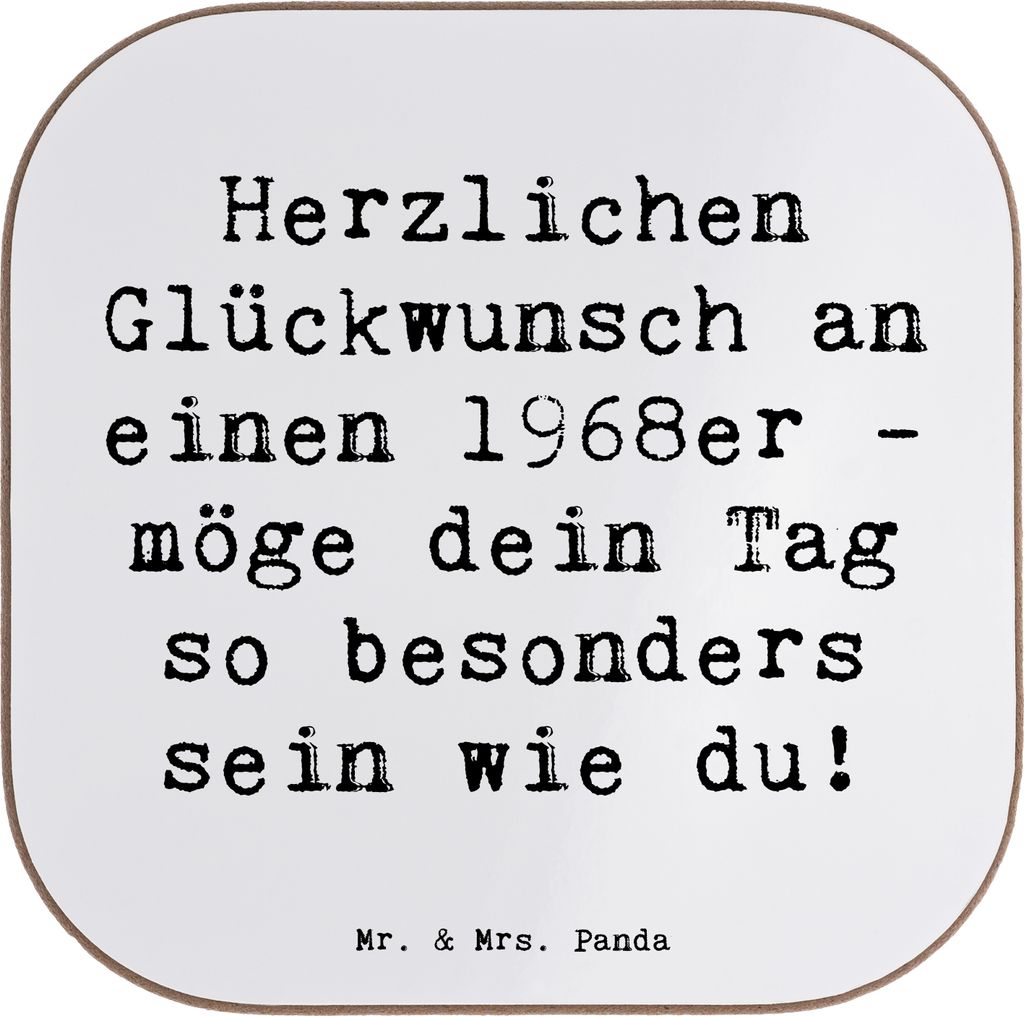 Mr. & Mrs. Panda Untersetzer für Gläser Spruch 1968 Geburtstag - Weiß - Geschenk, Happy Birthday, Alter, Erinnerung, Tischschoner, Freundschaft,...