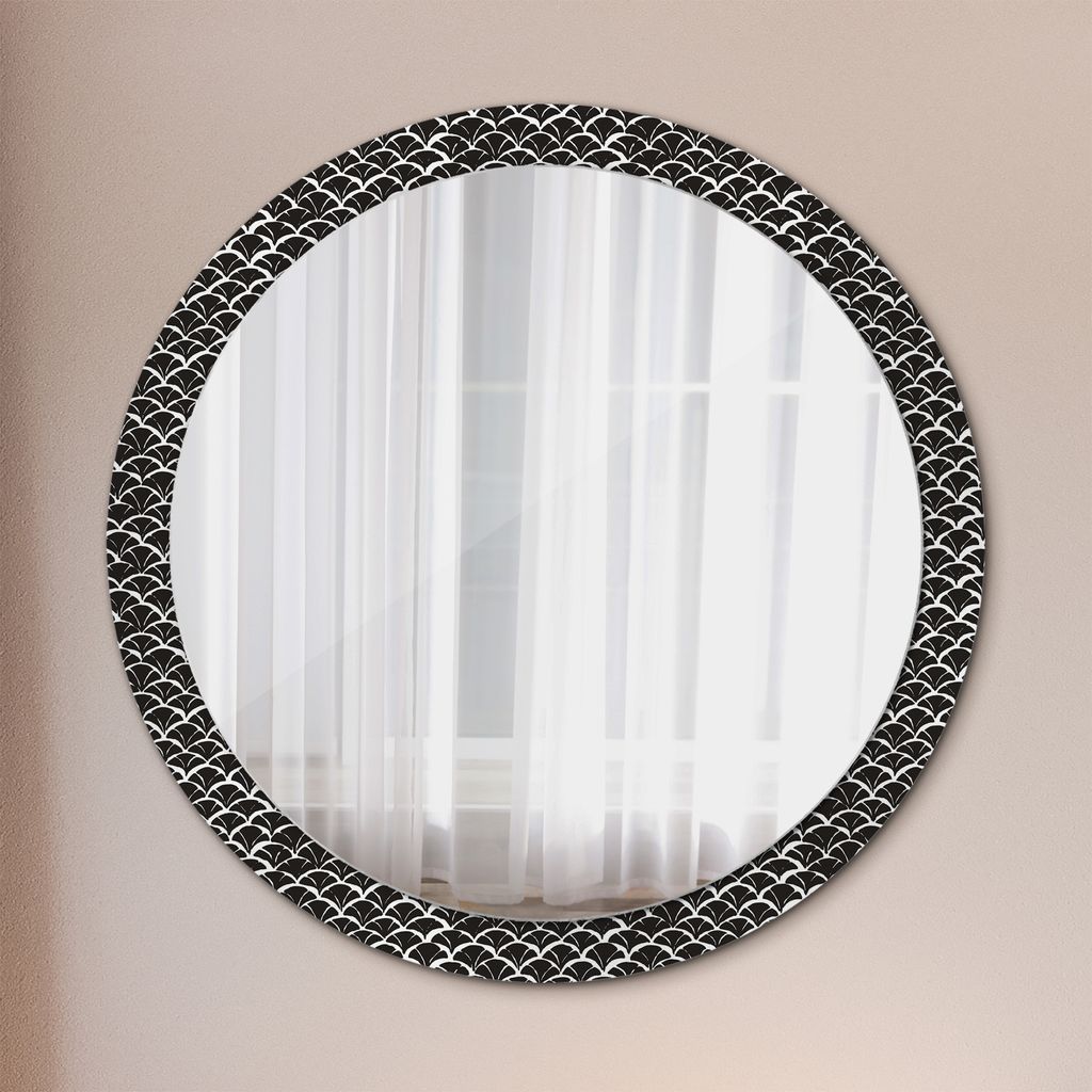 Dekospiegel – Hängespiegel Wandspiegel Spiegel mit Aufdruck – Spiegel – Schlafzimmer - Orientalisch Schuppen - Rund: Ø100cm