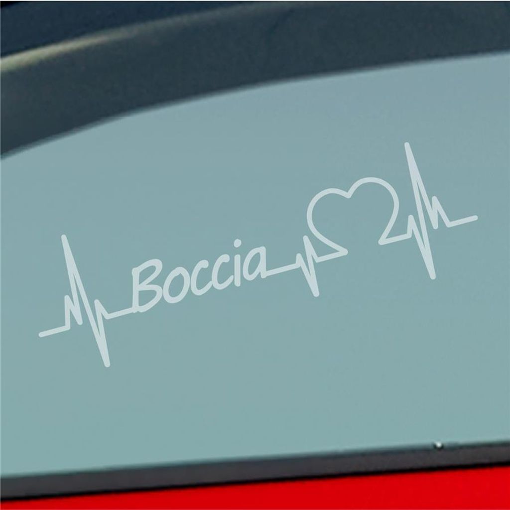 Auto Aufkleber Boccia Herzschlag Ballsport Boule Sport Liebe 19x6 cm Milchglas Sticker Heckscheibenaufkleber