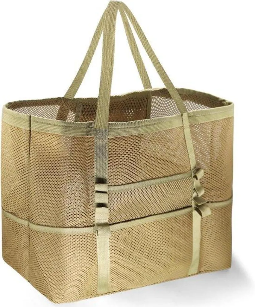 Sac de plage XXL en maille respirante avec poches, modèle pliable robuste