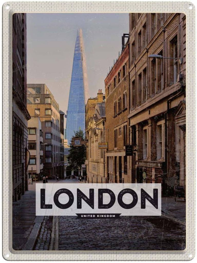 vianmo Blechschild 40x30 cm London UK InnenstadtTrip Bildmotiv Reisemotiv Abenteuer Reisen England Urlaub