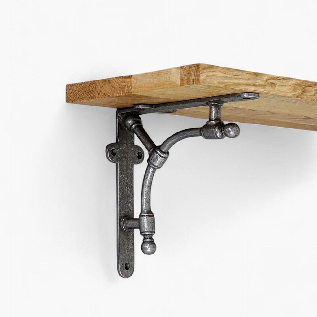 Regalwinkel Wandwinkel Stahlguss 195×185 mm – 2 Stück, Arizona Bogenmotiv, inkl. Schrauben & Dübel - Rustic Regalträger Halter