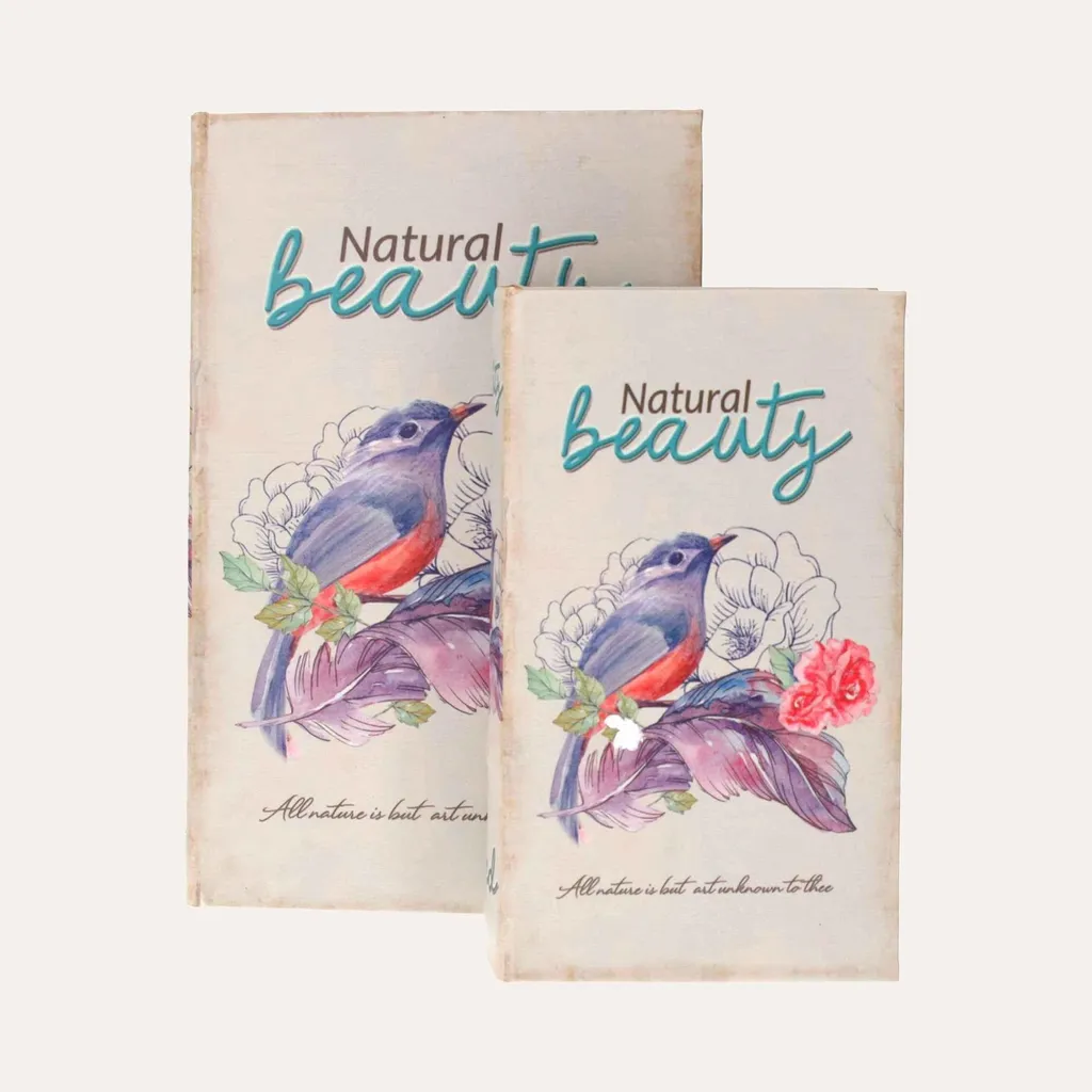 Boîte de Rangement Livre Oiseau Violet pour Cacher le Désordre Chic