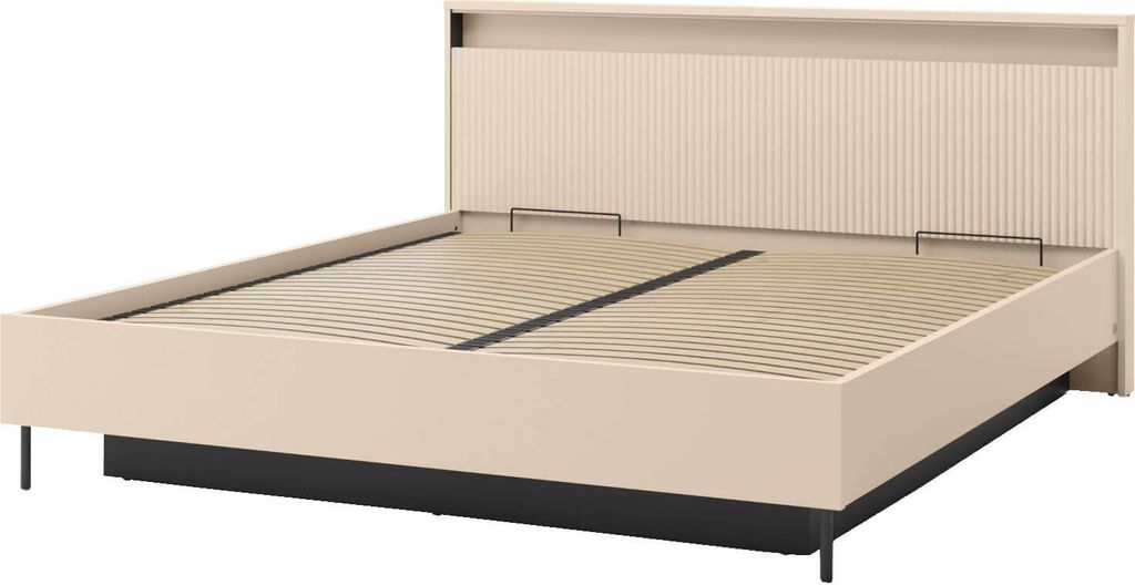 Furniture24 Trend Ts-03 Bett 180 X 200 Cm Bettrahmen Sandbeige Lift Lattenrost