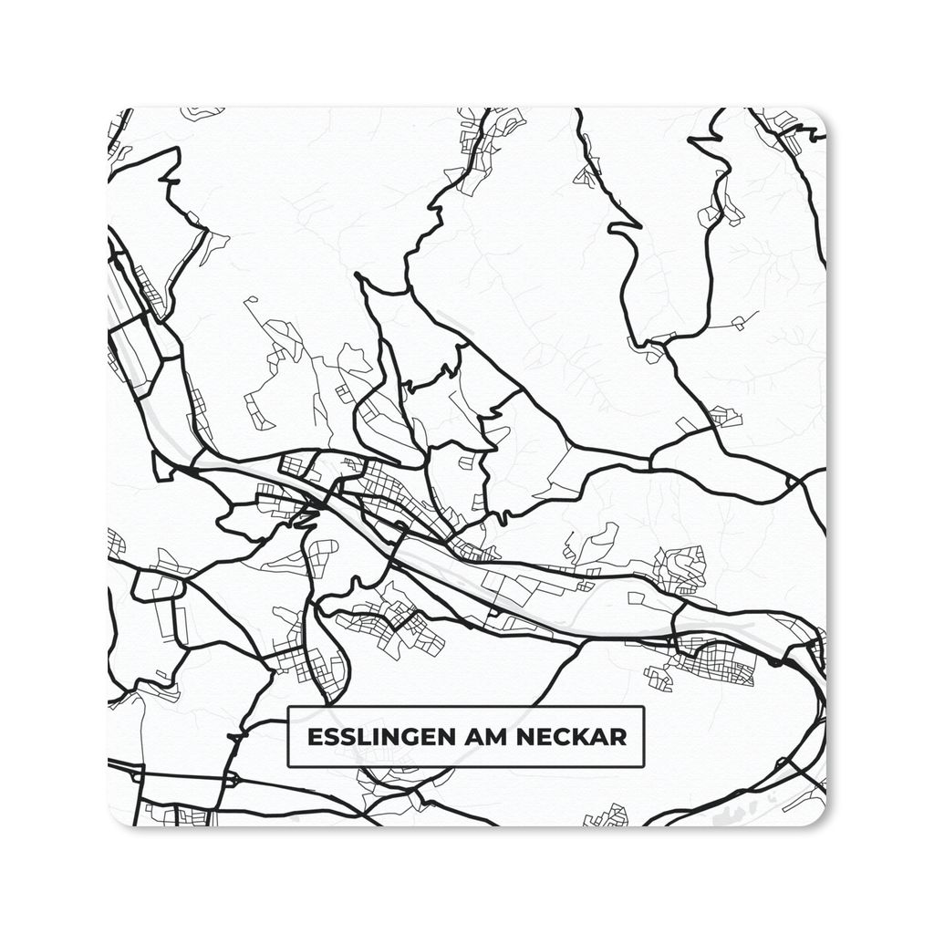 MuchoWow Mauspad Mousepad Esslingen am Neckar - Karte - Stadtplan 30x30 cm - Mousepads - Maus Mat - Pad - Mausunterlage - Gaming