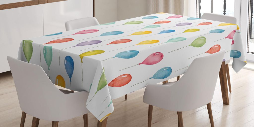 ABAKUHAUS Bunt Tischdecke, Bunte Luftballons Geburtstagsfeier Thema Festveranstaltung Überraschungs Event Pattern, 140 x 240 cm, Mehrfarbig