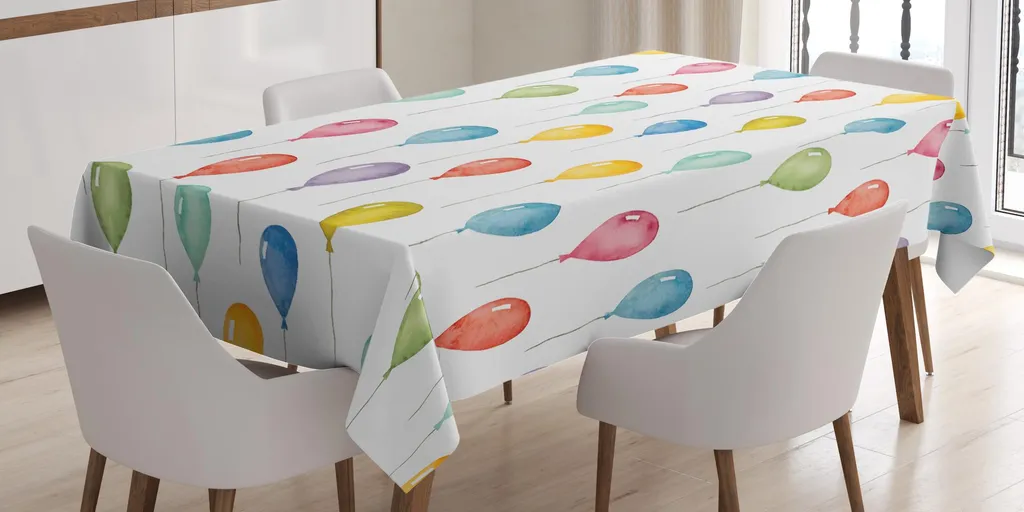 ABAKUHAUS Tovaglia colorata, palloncini colorati, tema festa di compleanno, evento festivo, evento a sorpresa, motivo, 140 x 240 cm, multicolore