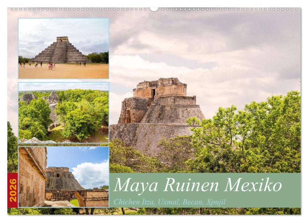 Maya Ruinen Mexiko (Wandkalender 2026 DIN A2 quer), CALVENDO Monatskalender