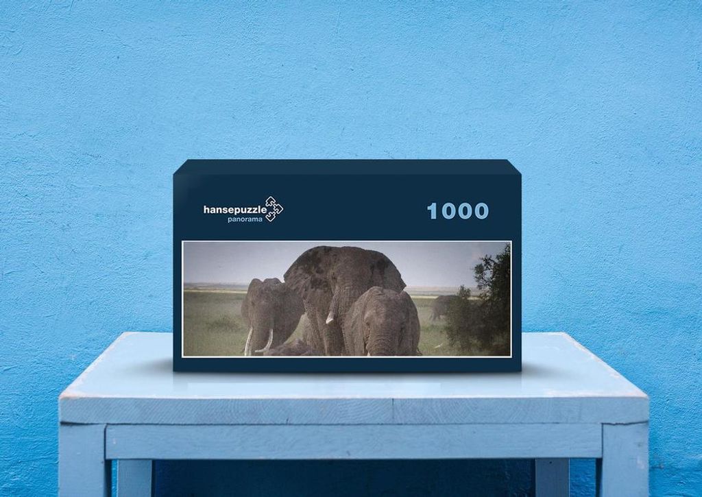 hansepuzzle 81826 - Elefantenfamilie Puzzle, 1050 Teile, Natur, 60,0 x 46,0cm mit hochwertiger Aufbewahrung, Kartonbox & Beutel