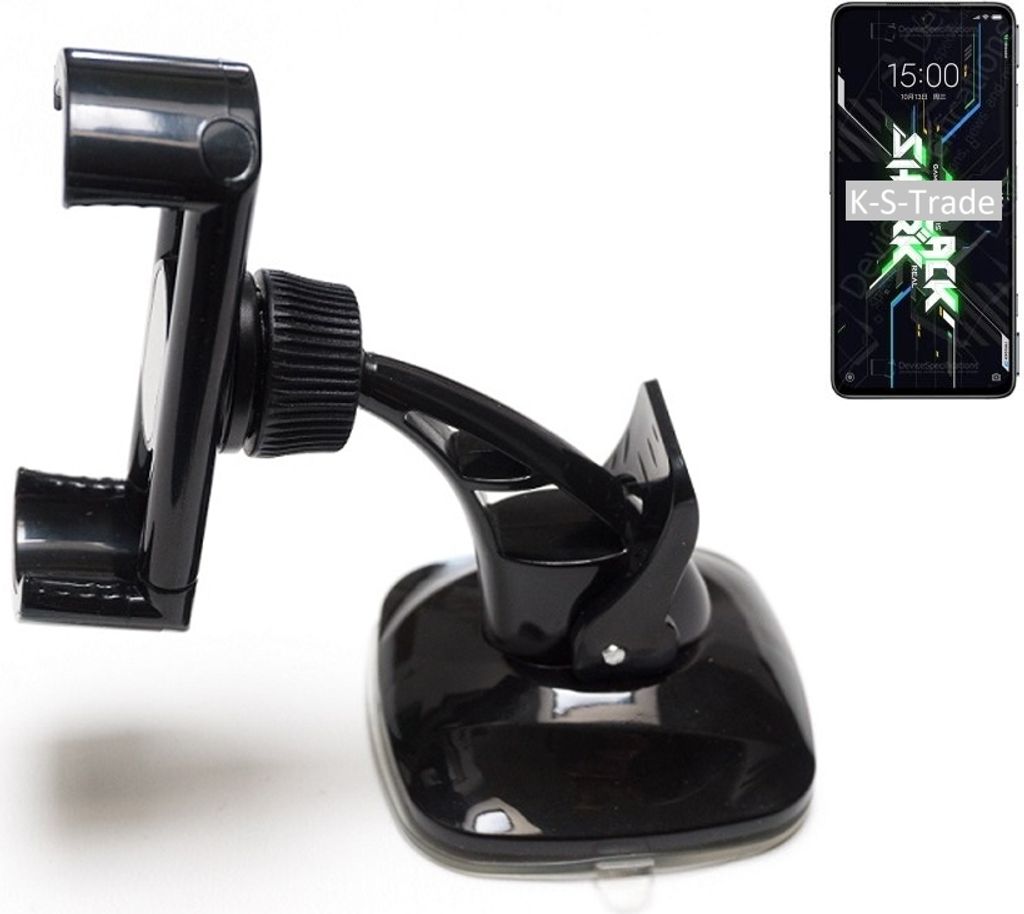 K-S-Trade kompakte Handy-Halterung Windschutzscheibe kompatibel mit Xiaomi Black Shark 4S Armaturenbrett schwarz Autohalterung KFZ Halter
